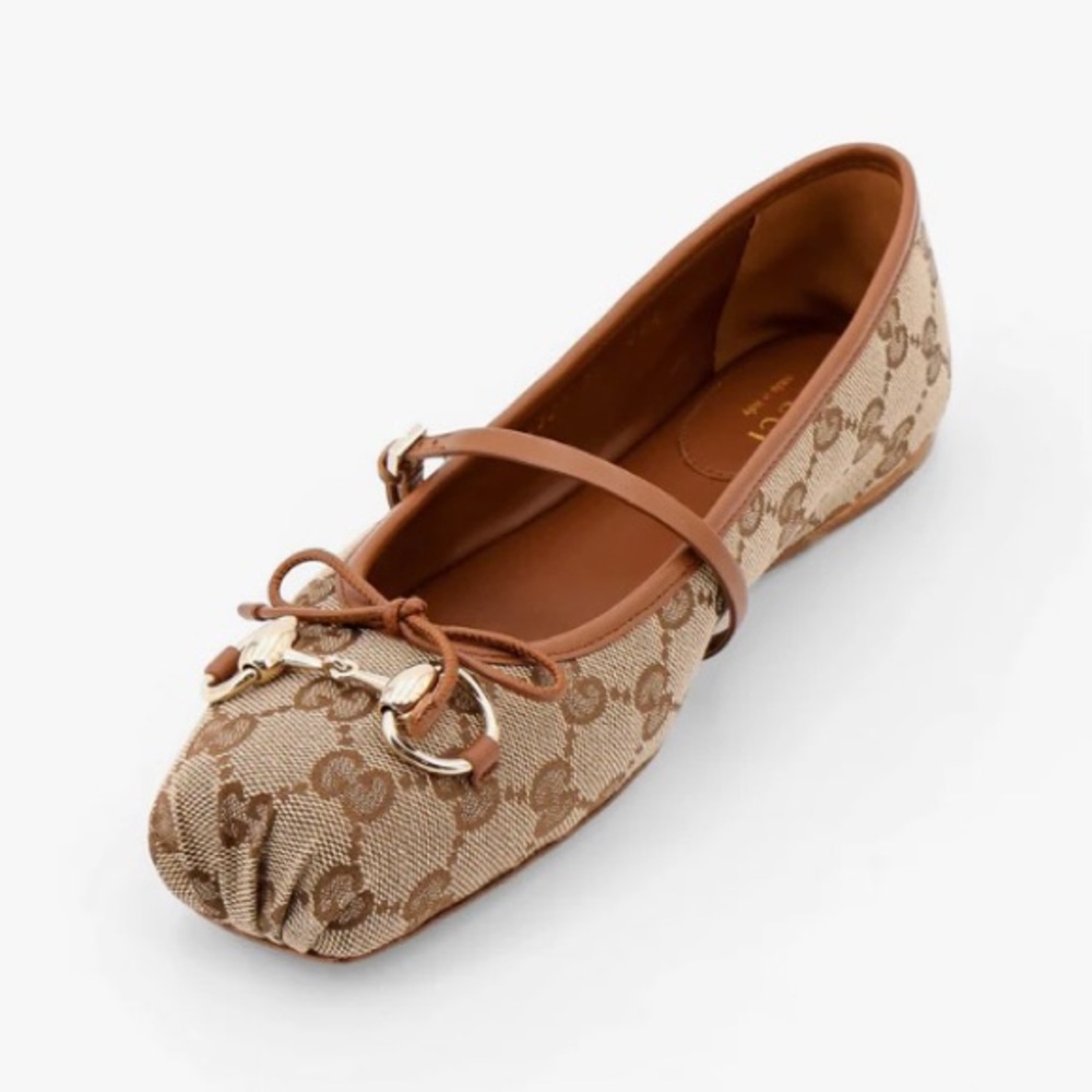 GUCCI horsebit GG logo supreme leather ballerina ballet flats - Picture 3 of 5